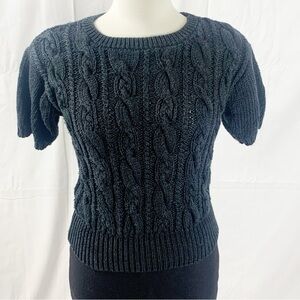 Vintage Jones New York Hand-Knit Black Short Sleeve Sweater